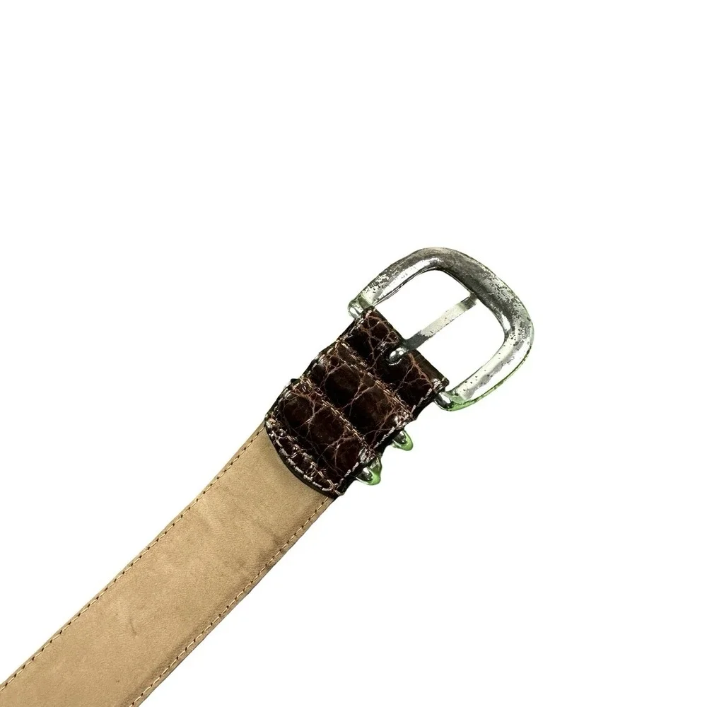 Bespoke Deep Brown Genuine Caiman Crocodile Mens Belt Size 32 NWOT
